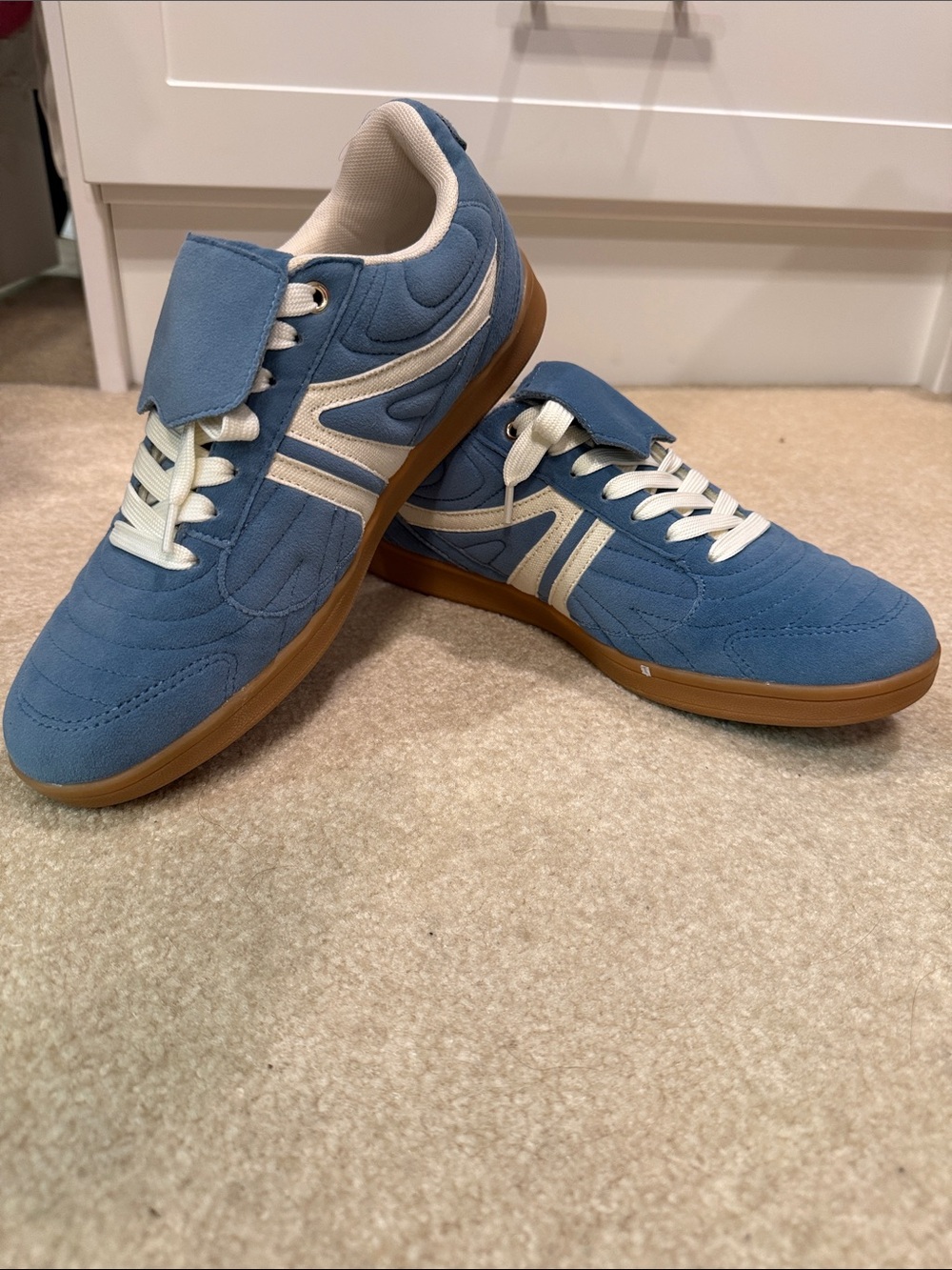 Steve Madden Light Blue & White Women's Sneakers with Gum Sole